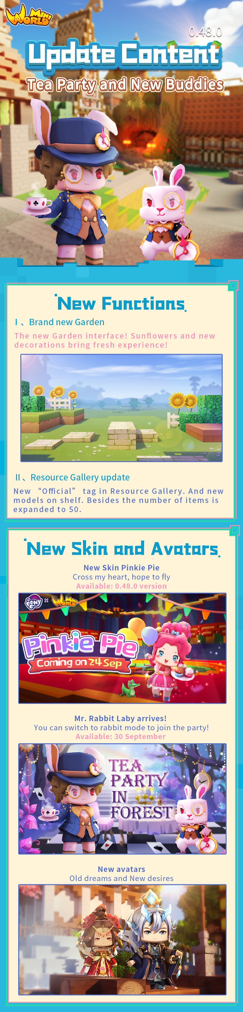 Mini World - Attention 0.26.7 Update is available in all platform now!  First edition ofDIY Avatar function. We will update it monthly and aim to  let each gamer to upload their artwork